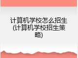 计算机学校怎么招生(计算机学校招生策略)