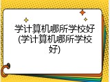 学计算机哪所学校好(学计算机哪所学校好)