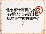 北京学计算机的学校有哪些(北京的计算机专业学校有哪些？)
