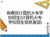 有哪些计算机大专学校招生(计算机大专学校招生信息查询)