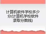 计算机软件学校多少分(计算机学校软件录取分数线)