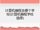 计算机编程去哪个学校(计算机编程学校选择)