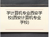 学计算机专业西安学校(西安计算机专业学校)