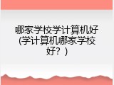 哪家学校学计算机好(学计算机哪家学校好?)