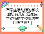 石家庄学幼师的学校廊坊有几所(石家庄学幼师的学校廊坊有几所学校？)