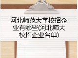 河北师范大学校招企业有哪些(河北师大校招企业名单)