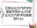 石家庄北方汽修学校都能学到什么(石家庄北方汽修学校能教到什么)