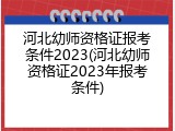 河北幼师资格证报考条件2023(河北幼师资格证2023年报考条件)