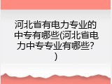 河北省有电力专业的中专有哪些(河北省电力中专专业有哪些？)