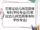 石家庄幼儿师范高等专科学校专业(石家庄幼儿师范高等专科学校专业)