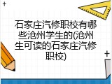石家庄汽修职校有哪些沧州学生的(沧州生可读的石家庄汽修职校)