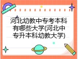 河北幼教中专考本科有哪些大学(河北中专升本科幼教大学)