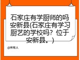 石家庄有学厨师的吗安新县(石家庄有学习厨艺的学校吗?位于安新县。)