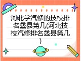 河北学汽修的技校排名蠡县第几(河北技校汽修排名蠡县第几)