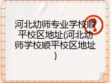 河北幼师专业学校顺平校区地址(河北幼师学校顺平校区地址)
