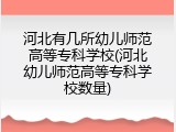 河北有几所幼儿师范高等专科学校(河北幼儿师范高等专科学校数量)