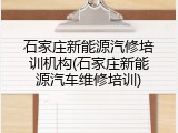 石家庄新能源汽修培训机构(石家庄新能源汽车维修培训)