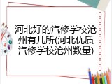 河北好的汽修学校沧州有几所(河北优质汽修学校沧州数量)