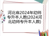 河北省2024年幼师专升本人数(2024河北幼师专升本人数)