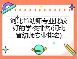 河北省幼师专业比较好的学校排名(河北省幼师专业排名)