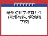 亳州幼师学校有几个(亳州有多少所幼师学校)