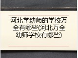 河北学幼师的学校万全有哪些(河北万全幼师学校有哪些)