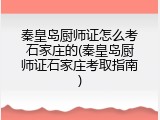 秦皇岛厨师证怎么考石家庄的(秦皇岛厨师证石家庄考取指南)
