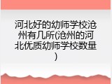 河北好的幼师学校沧州有几所(沧州的河北优质幼师学校数量)