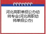 河北高职单招公办幼师专业(河北高职幼师单招公办)