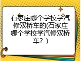 石家庄哪个学校学汽修双桥车的(石家庄哪个学校学汽修双桥车？)