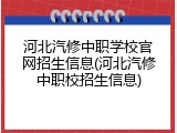 河北汽修中职学校官网招生信息(河北汽修中职校招生信息)
