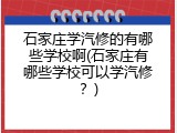 石家庄学汽修的有哪些学校啊(石家庄有哪些学校可以学汽修？)