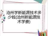 沧州学新能源技术多少钱(沧州新能源技术学费)