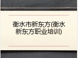 衡水市新东方(衡水新东方职业培训)