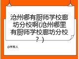 沧州哪有厨师学校廊坊分校啊(沧州哪里有厨师学校廊坊分校？)