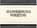 河北特级厨师(河北特级厨艺师)
