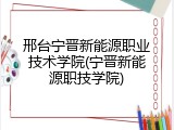 邢台宁晋新能源职业技术学院(宁晋新能源职技学院)