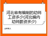 河北省有编制的幼师工资多少(河北编内幼师薪资多少)