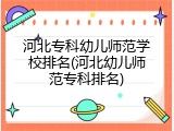 河北专科幼儿师范学校排名(河北幼儿师范专科排名)