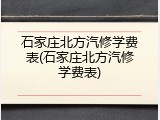 石家庄北方汽修学费表(石家庄北方汽修学费表)