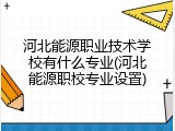 河北能源职业技术学校有什么专业(河北能源职校专业设置)
