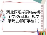 河北正规学厨师去哪个学校(河北正规学厨师去哪所学校?)