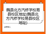 魏县北方汽修学校易县校区地址(魏县北方汽修学校易县校区地址)