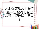 河北保定教师工资待遇一览表(河北保定教师工资待遇一览表)