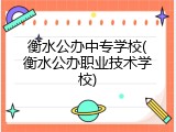 衡水公办中专学校(衡水公办职业技术学校)