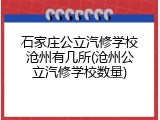 石家庄公立汽修学校沧州有几所(沧州公立汽修学校数量)