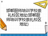 邯郸厨师培训学校崇礼校区地址(邯郸厨师培训学校崇礼校区地址)