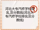 河北大专汽修学校排名,及分数线(河北大专汽修学校排名及分数线)
