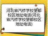 河北省汽修学校望都校区地址电话(河北省汽修学校望都校区地址电话)