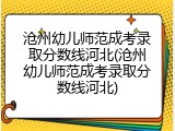 沧州幼儿师范成考录取分数线河北(沧州幼儿师范成考录取分数线河北)